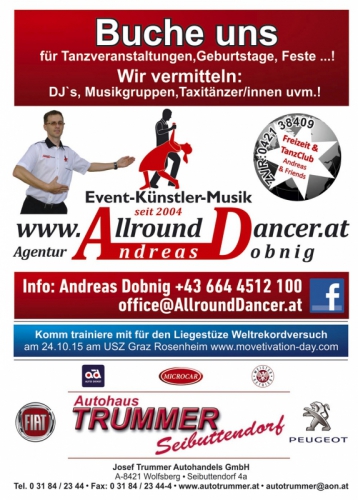 Buche uns 06644512100 AllroundDancer Tanzpartner Dj Künster Band Andreas Dobnig ! Autohaus Trummer Seibuttendorf